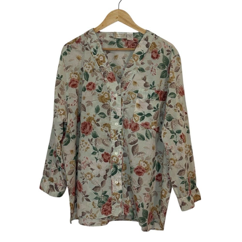 Victoria’s Secret gold tag, vintage floral cotton nightgown, Large